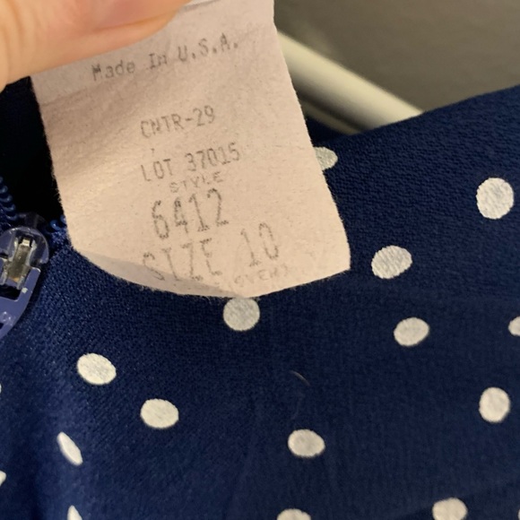 Vintage Navy Polka Dot Blouse - Picture 7 of 7